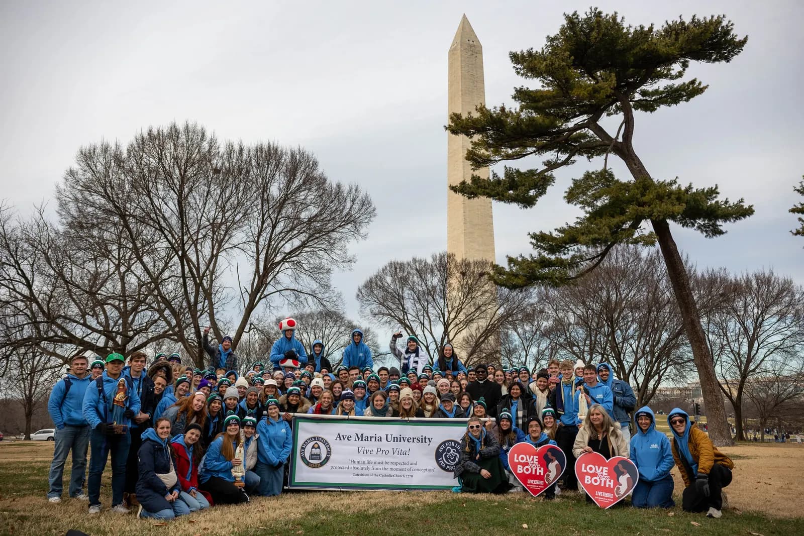 Ave Maria University students gathered at the Washington Monument during the March for Life