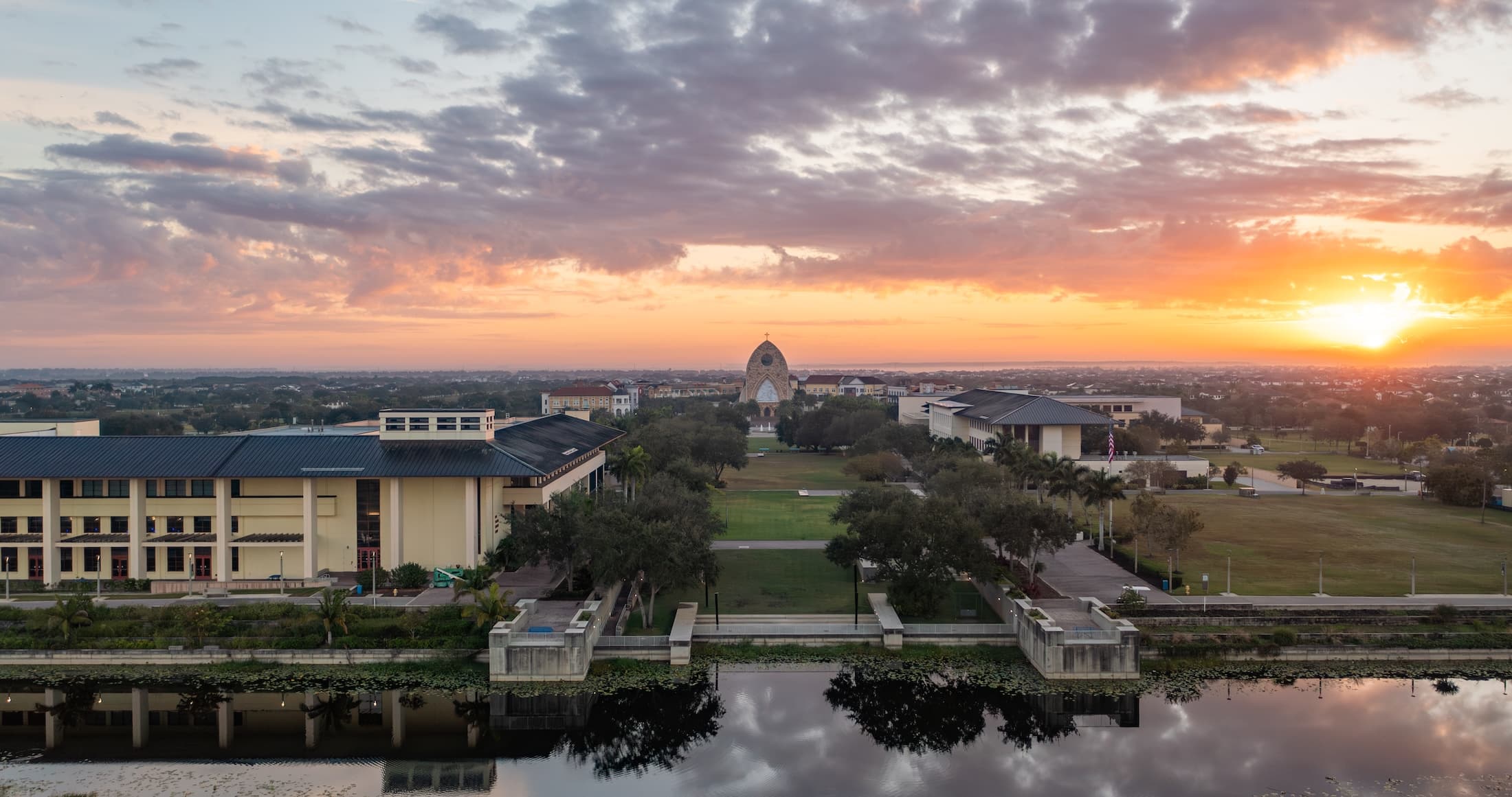 Aerial view of Ave Maria University campus